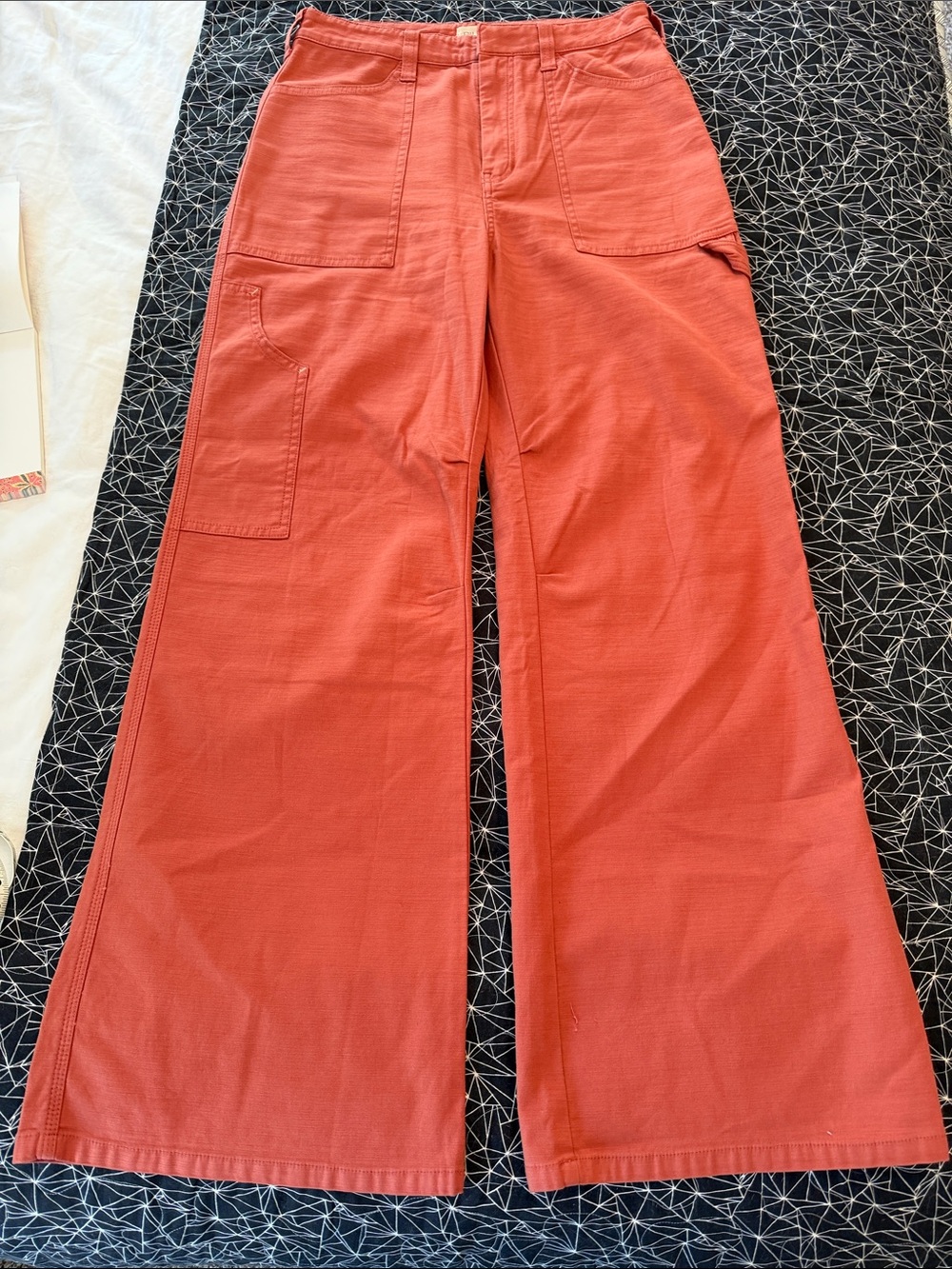 Pilcro Wide-Leg Utility Pants in orange